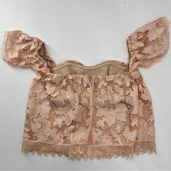 Lover + Friends "Life's a Beach" Lace Crop Top in Papaya - Size XS - Picture 3 of 12